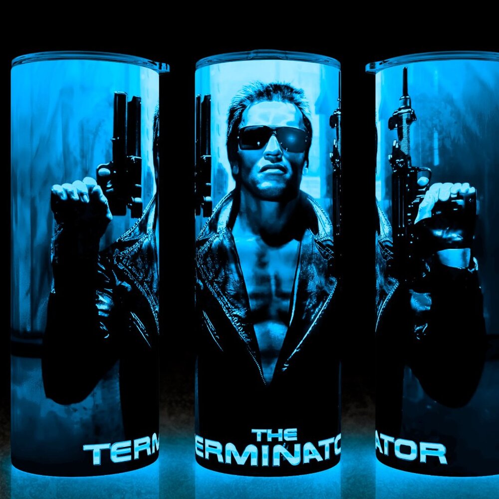 Glow in the Dark Terminator 80s T-1000 SciFi Action Movie Cup Mug Tumbler